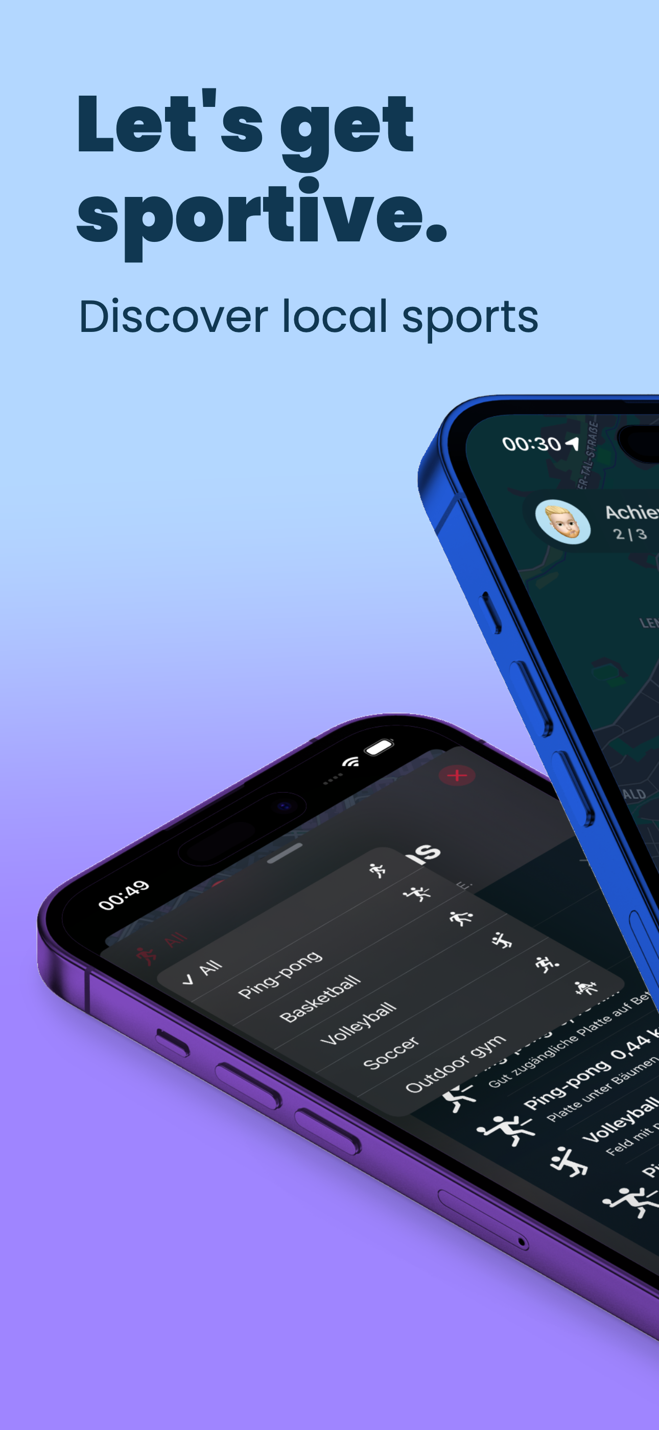 Sportive home screen